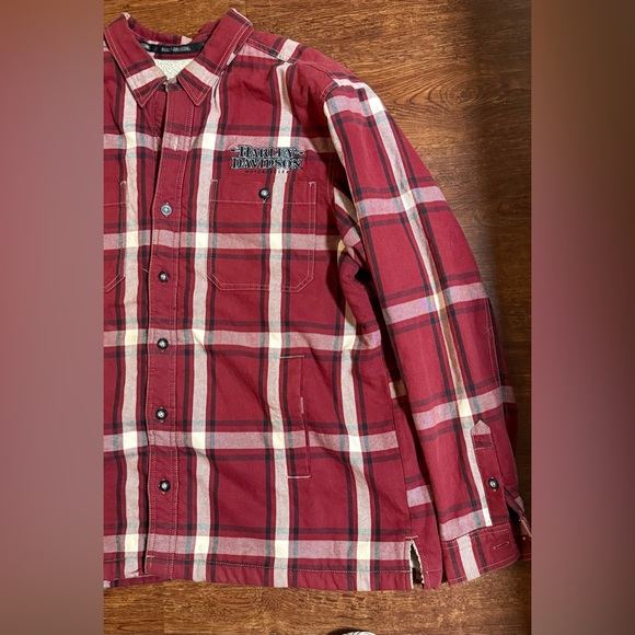 Red Plaid Vintage Men’s Harley Davidson Flannel Shirt Jacket Size XL - Picture 2 of 12